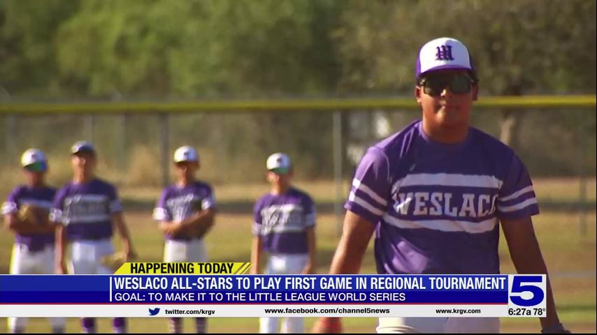 Weslaco Little League All-Stars baseball team competing at Southwest Regional Tournament in Sugarland