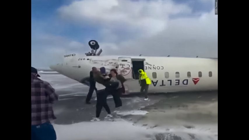 Delta Airlines plane flips on landing in Toronto injures 19 people