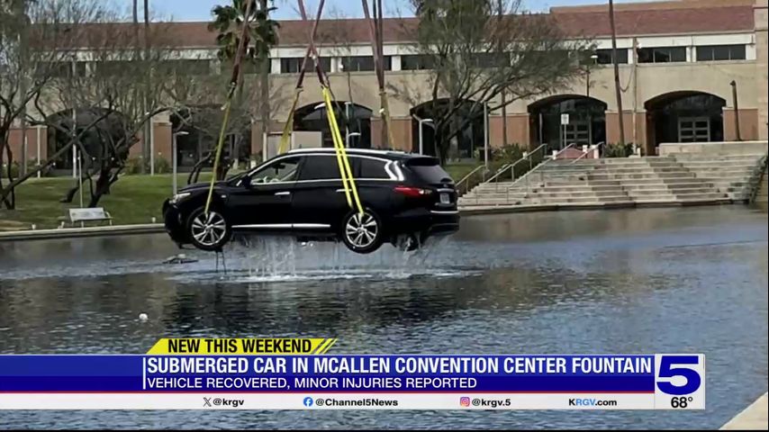 Woman unintentionally drives car into fountain at McAllen Convention Center