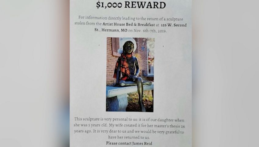 Stolen Statue Circulating Facebook Reward Offered