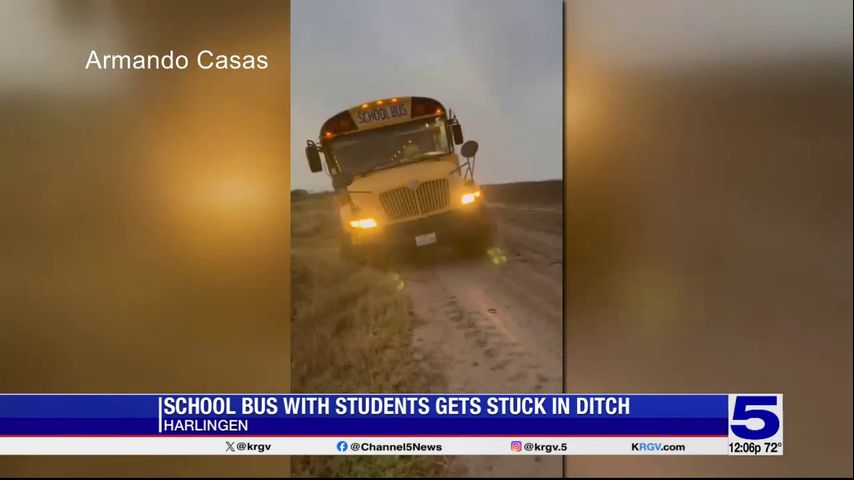 Rio Hondo ISD bus gets stuck in ditch while taking students to school