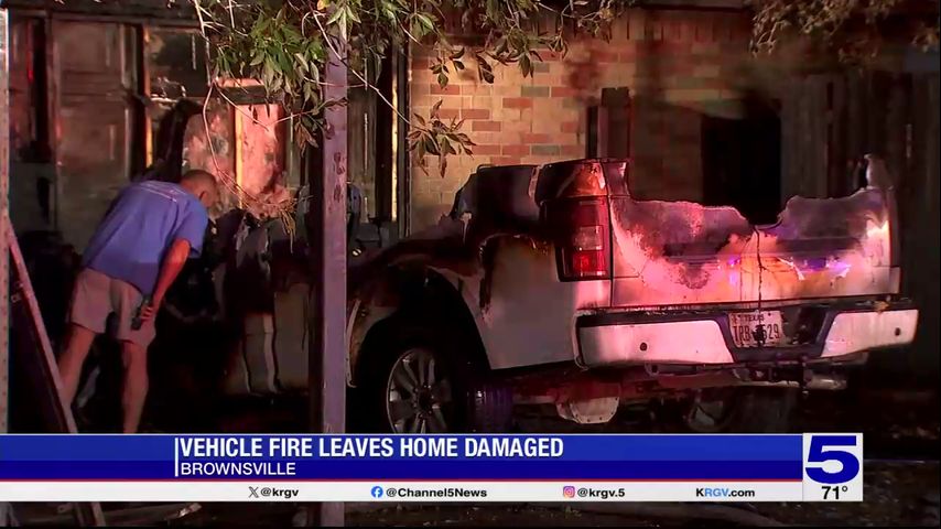 Vehicle fire damages home in Brownsville