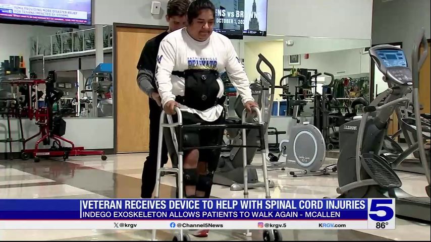 Mercedes veteran receives device to help with spinal cord injuries