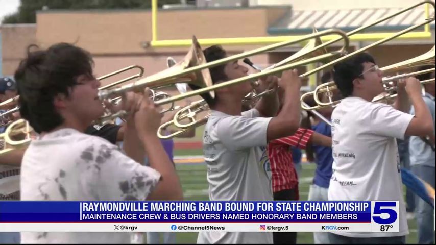 As they head to state, Raymondville HS marching band names maintenance crew and bus drivers honorary band members