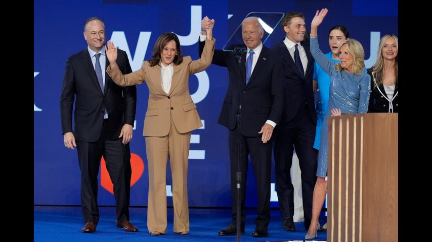 Democrats turn toward Harris at party's convention as the Obamas and Emhoff take center stage