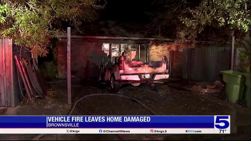 Vehicle fire damages home in Brownsville