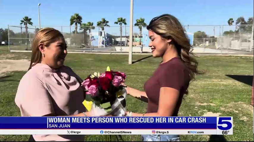 Woman meets person who rescued her in San Juan rollover crash