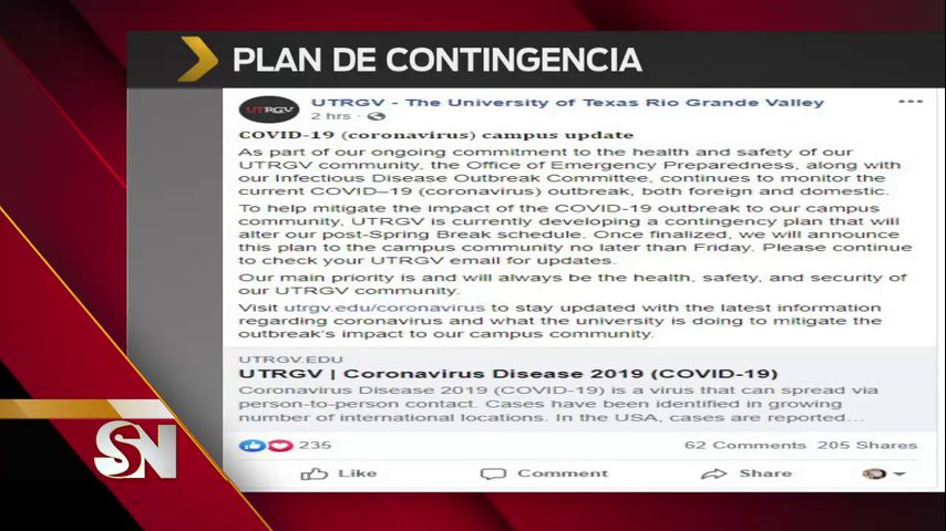 UTRGV anunciará plan de contingencia por coronavirus