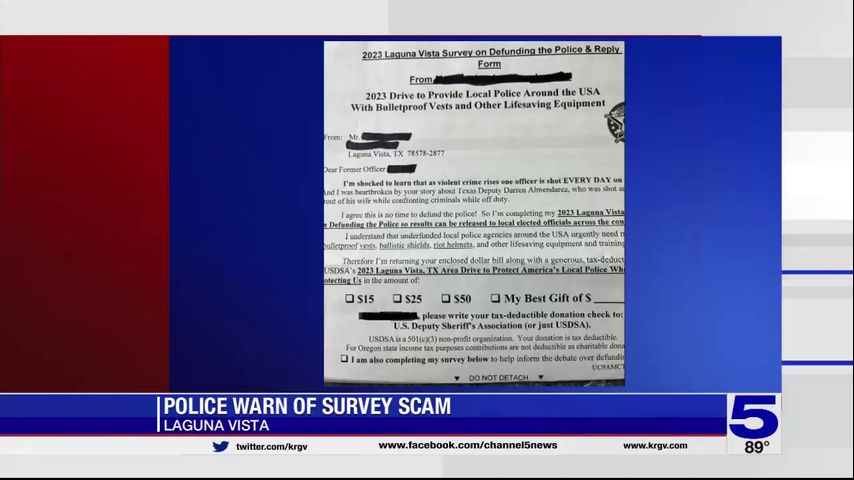 Laguna Vista police warning the public on scam to fund the department