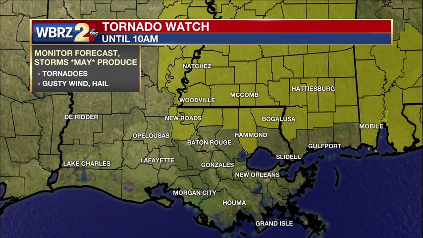 Weather alerts in southeast Louisiana on Wednesday, March 4