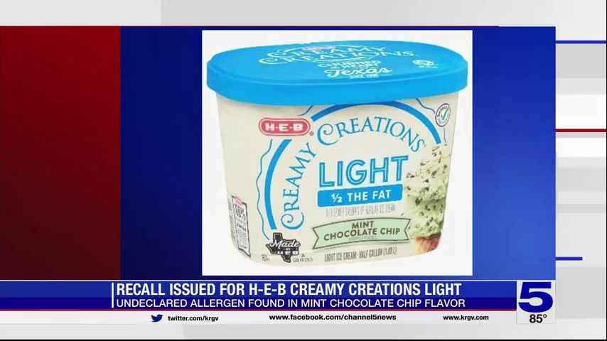 H-E-B recalls Creamy Creations Light Mint Chocolate Chip Ice Cream due to undeclared allergen
